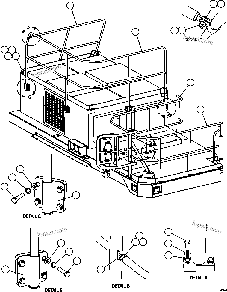 Komatsu parts book diagram for AFE59-FV 930E-4 S/N A31832 - A31834, A31838 - A31839 & A31847 - A31848  LOS BRONCES: RH DECK HANDRAILS