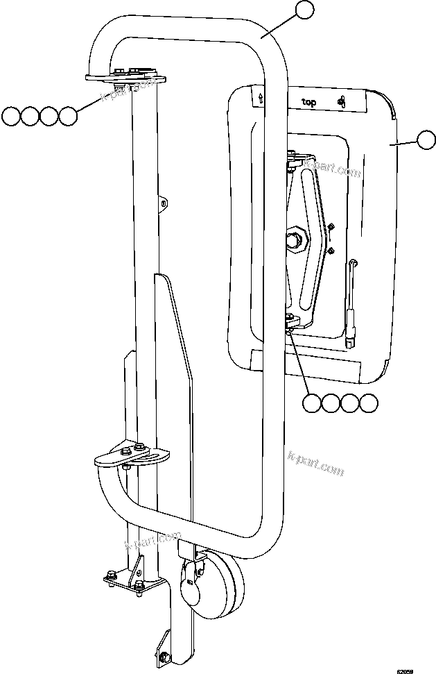 Komatsu parts book diagram for AFE59-FV 930E-4 S/N A31832 - A31834, A31838 - A31839 & A31847 - A31848  LOS BRONCES: LH MIRROR INSTALLATION