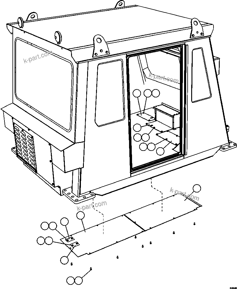 Komatsu parts book diagram for AFE59-FV 930E-4 S/N A31832 - A31834, A31838 - A31839 & A31847 - A31848  LOS BRONCES: CAB ACCESS COVERS
