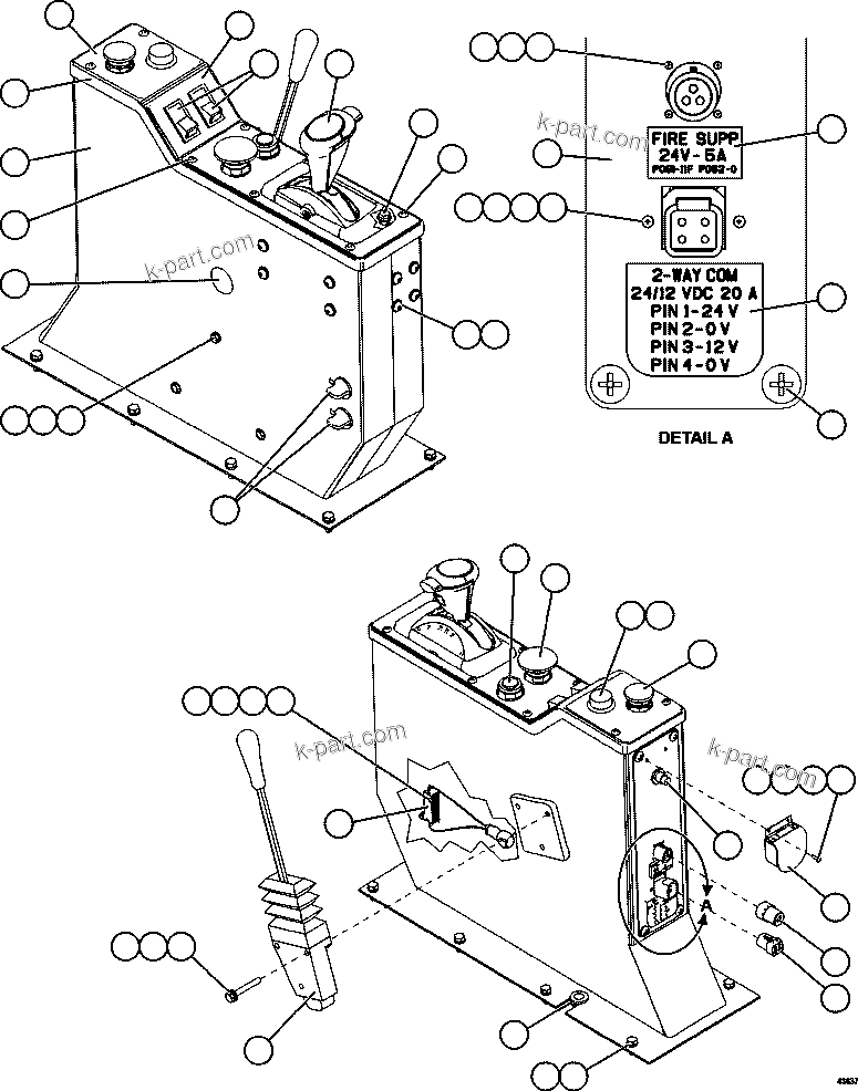 Komatsu parts book diagram for AFE59-FV 930E-4 S/N A31832 - A31834, A31838 - A31839 & A31847 - A31848  LOS BRONCES: CENTER CONSOLE MODULE INSTALLATION