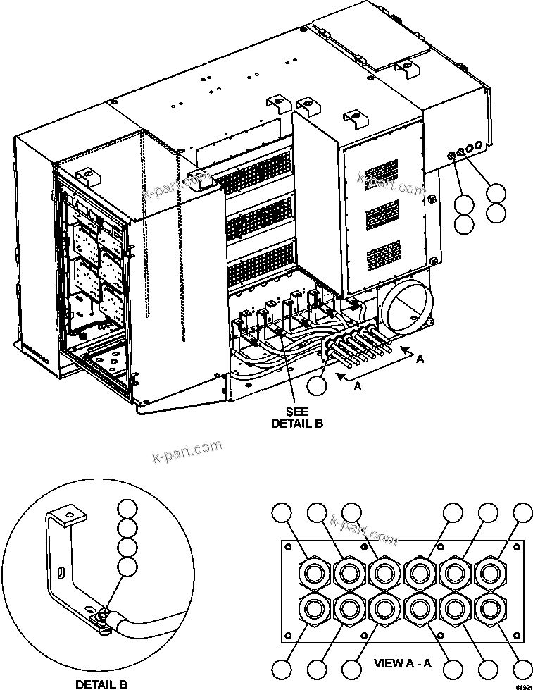 Komatsu parts book diagram for AFE59-FV 930E-4 S/N A31832 - A31834, A31838 - A31839 & A31847 - A31848  LOS BRONCES: CONTROL CABINET EXTERNAL WIRING    1/3