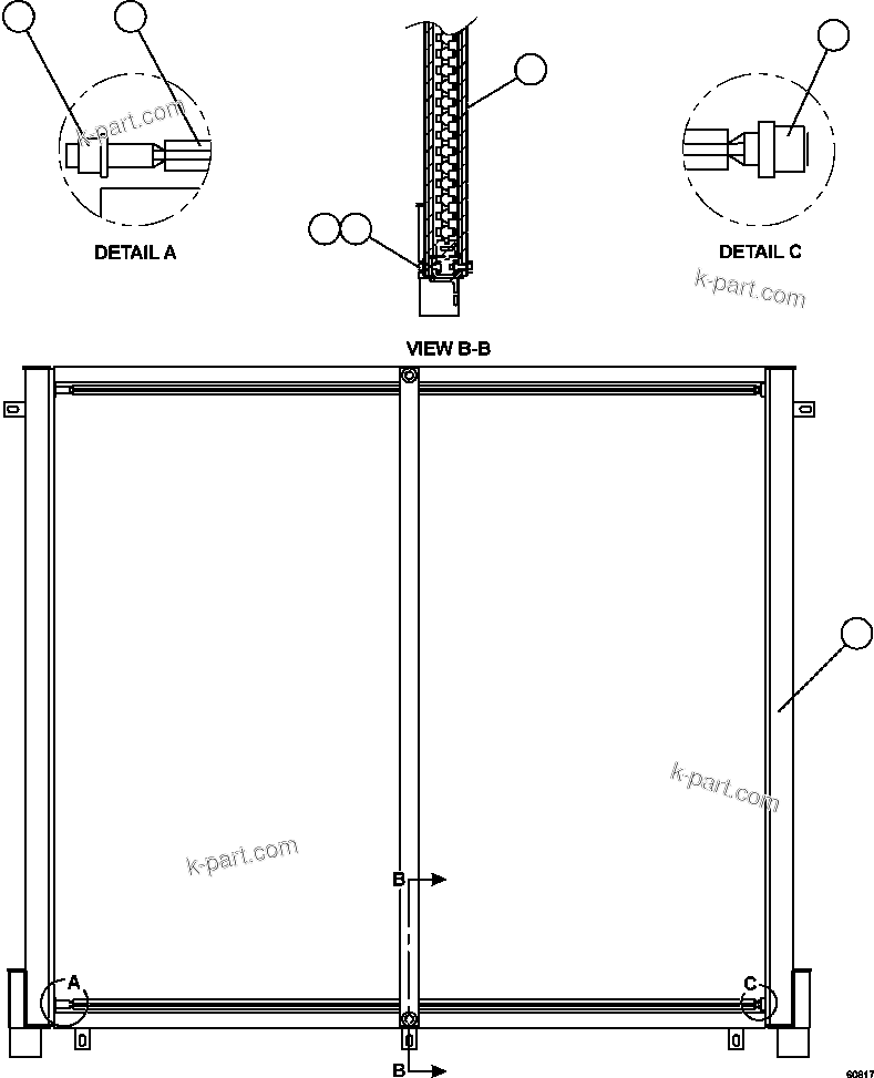 Komatsu parts book diagram for AFE59-FV 930E-4 S/N A31832 - A31834, A31838 - A31839 & A31847 - A31848  LOS BRONCES: FUEL COOLER ASSEMBLY             XA2799