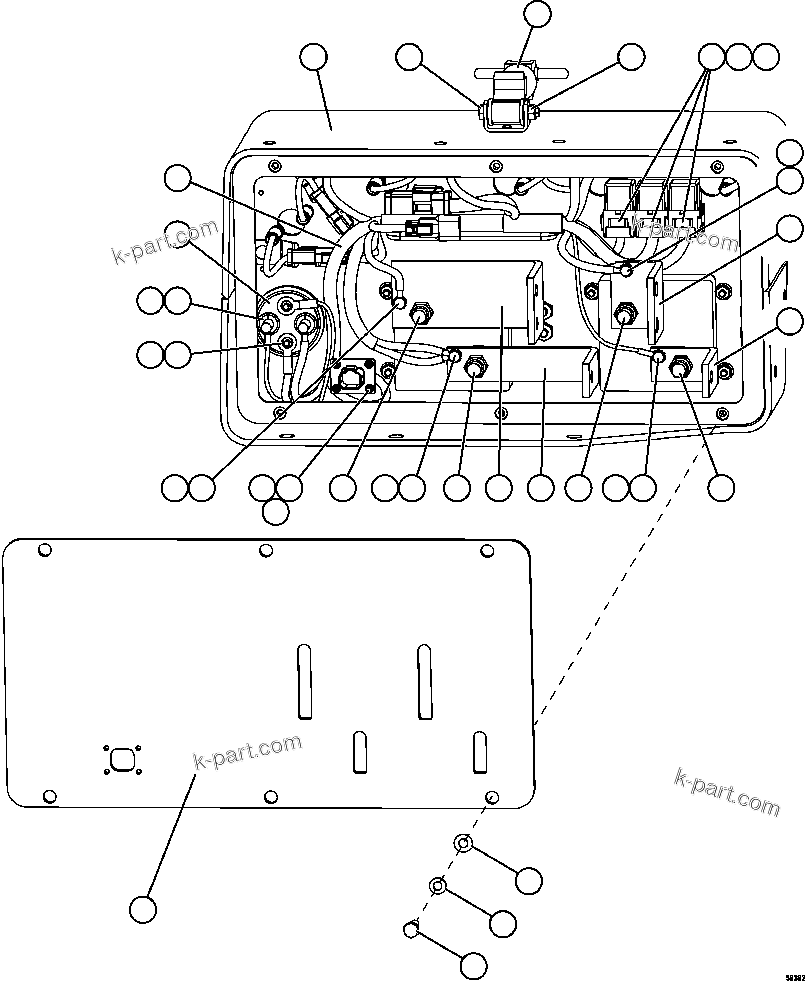 Komatsu parts book diagram for AFE59-FV 930E-4 S/N A31832 - A31834, A31838 - A31839 & A31847 - A31848  LOS BRONCES: ISOLATION BOX    2/3    58F-06-40110