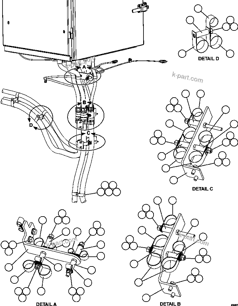 Komatsu parts book diagram for AFE59-FV 930E-4 S/N A31832 - A31834, A31838 - A31839 & A31847 - A31848  LOS BRONCES: AUXILIARY CONTROL CABINET EXTERNAL HARNESSES