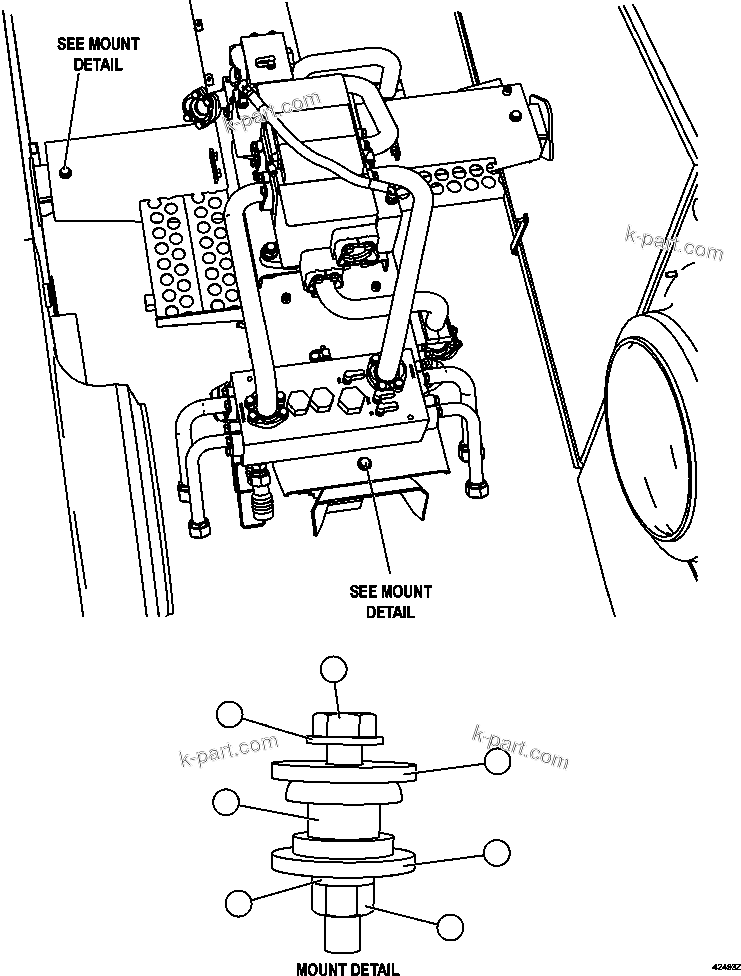 Komatsu parts book diagram for AFE59-FV 930E-4 S/N A31832 - A31834, A31838 - A31839 & A31847 - A31848  LOS BRONCES: PUMP MODULE INSTALLATION