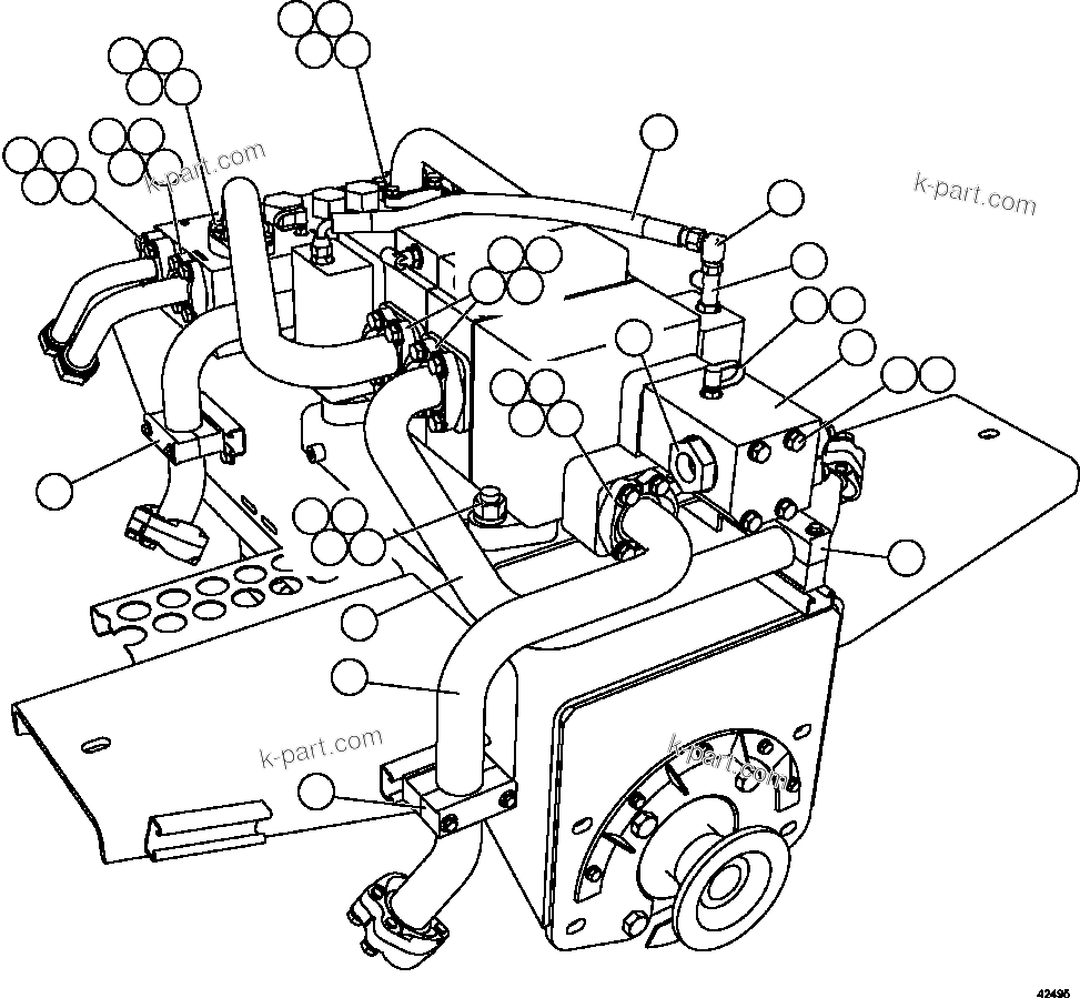 Komatsu parts book diagram for AFE59-FV 930E-4 S/N A31832 - A31834, A31838 - A31839 & A31847 - A31848  LOS BRONCES: PUMP MODULE    2/3
