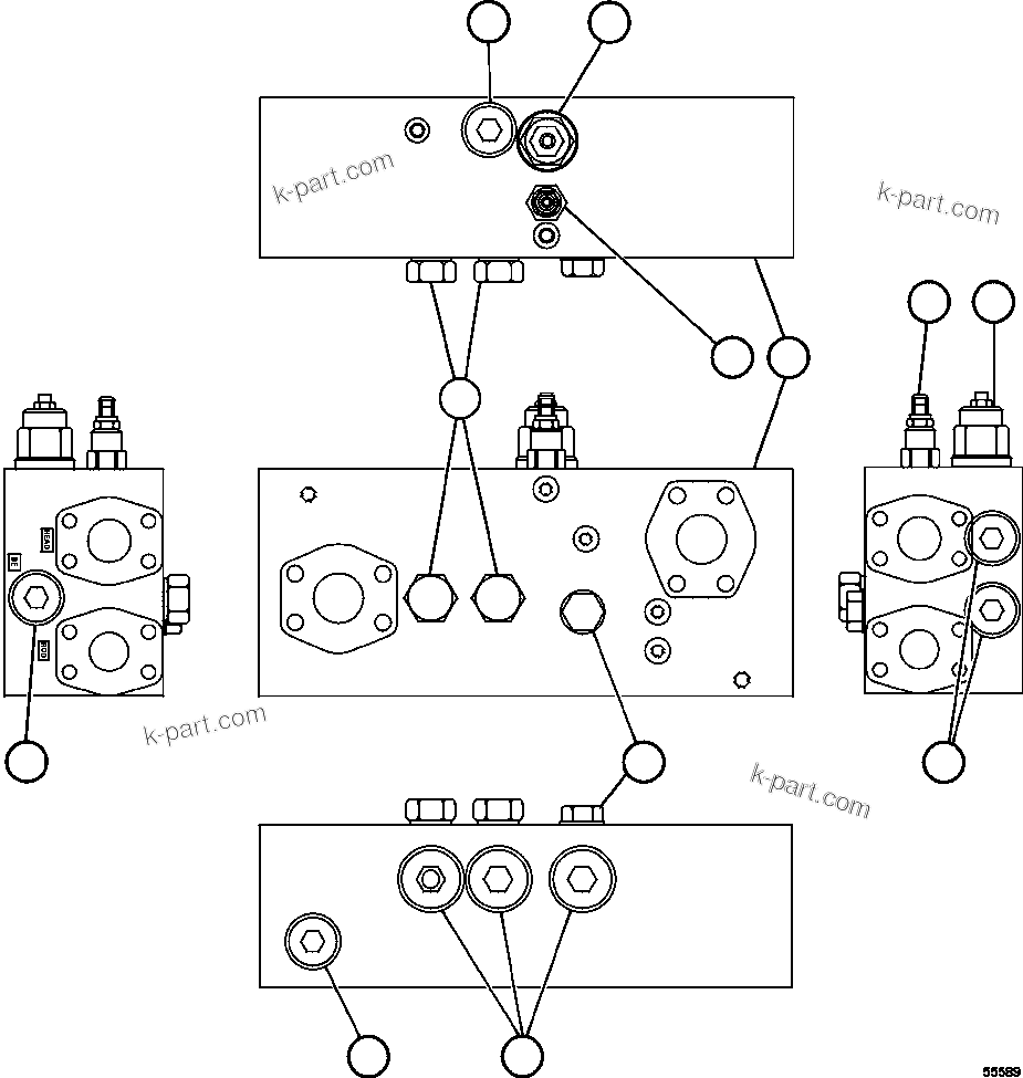 Komatsu parts book diagram for AFE59-FV 930E-4 S/N A31832 - A31834, A31838 - A31839 & A31847 - A31848  LOS BRONCES: OVERCENTER MANIFOLD VALVE ASSM       PC0522