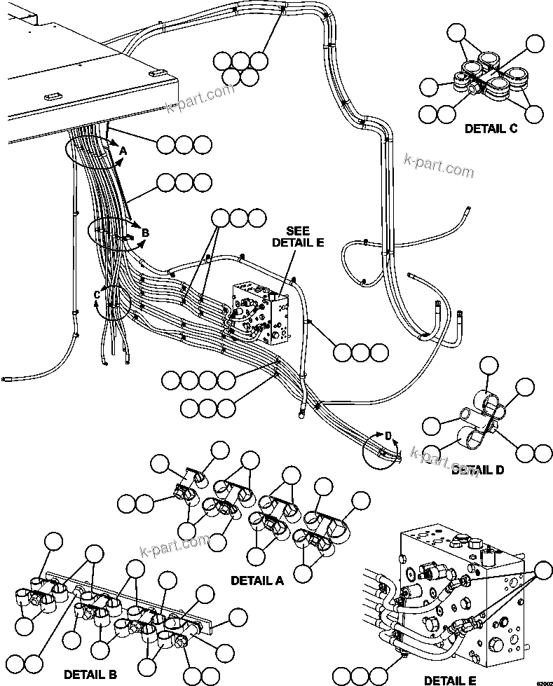 Komatsu parts book diagram for AFE59-FV 930E-4 S/N A31832 - A31834, A31838 - A31839 & A31847 - A31848  LOS BRONCES: HYDRAULIC BRAKE CABINET HOSE ROUTING    3/3