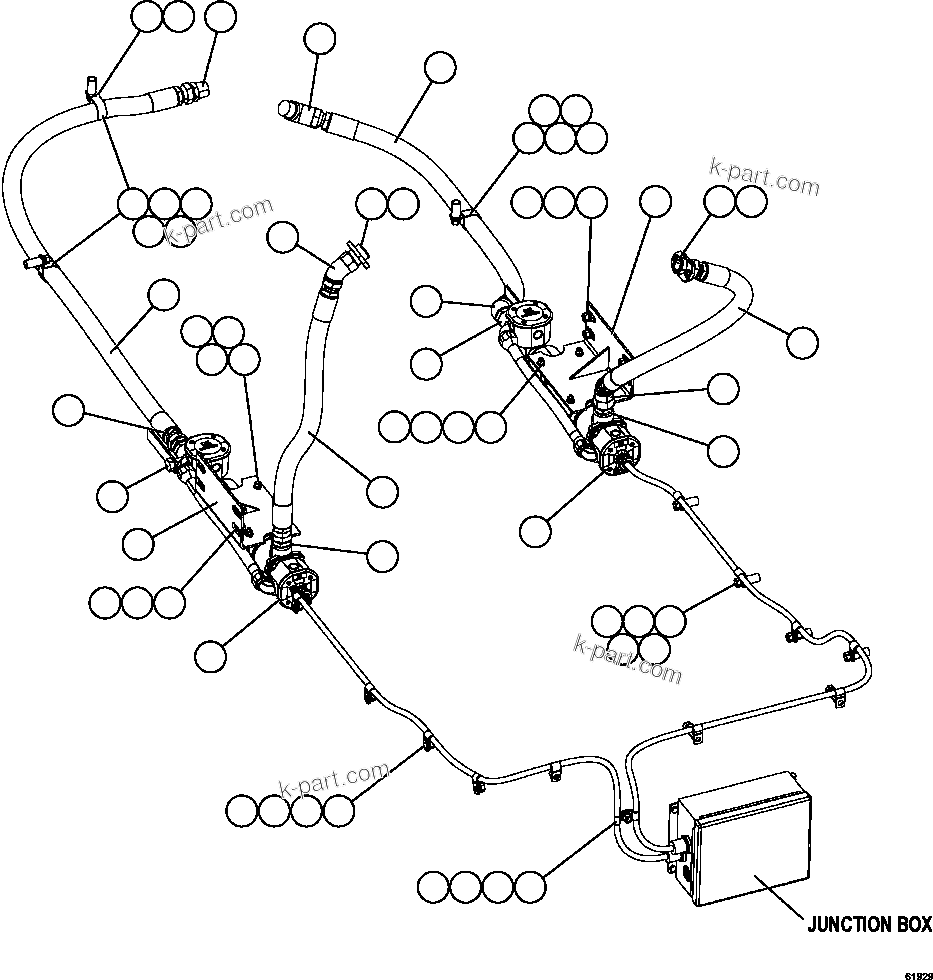 Komatsu parts book diagram for AFE59-FV 930E-4 S/N A31832 - A31834, A31838 - A31839 & A31847 - A31848  LOS BRONCES: HOTSTART - ENGINE COOLANT