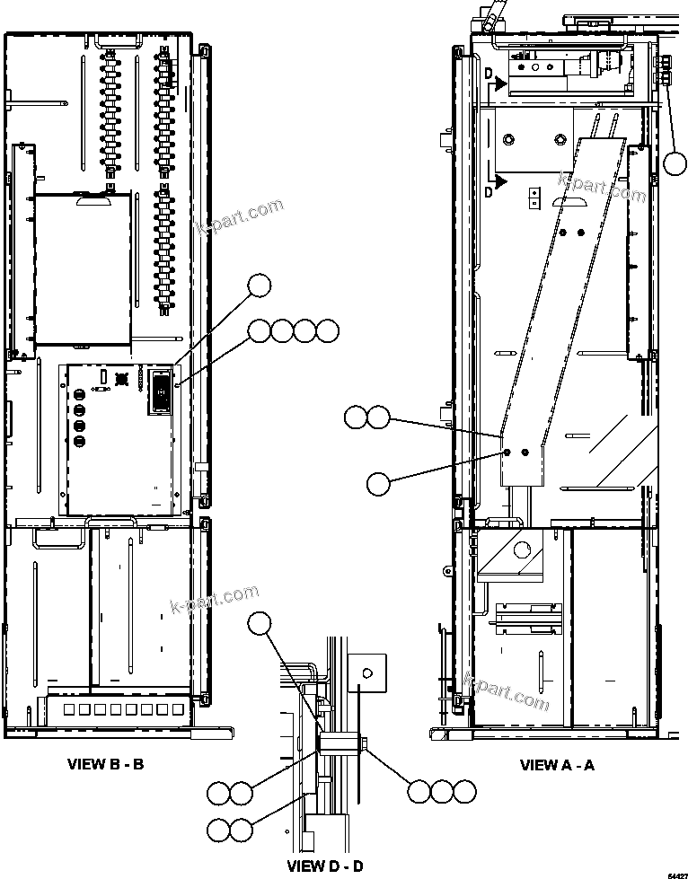 Komatsu parts book diagram for AFE59-FV 930E-4 S/N A31832 - A31834, A31838 - A31839 & A31847 - A31848  LOS BRONCES: CONTROL CABINET - LH COMPARTMENT 2/2  58F-43-00040
