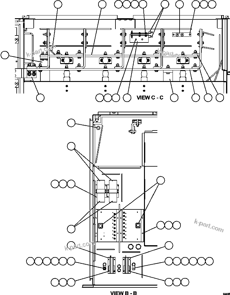 Komatsu parts book diagram for AFE59-FV 930E-4 S/N A31832 - A31834, A31838 - A31839 & A31847 - A31848  LOS BRONCES: CONTROL CABINET - RH COMPARTMENT 3/3  58F-43-00040