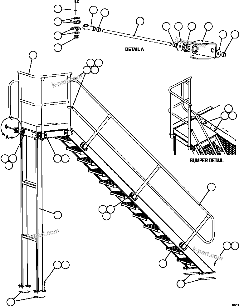 Komatsu parts book diagram for AFE59-FW 930E-4 S/N A31849 & A31860  CERREJON: DIAGONAL LADDER INSTALLATION - LH