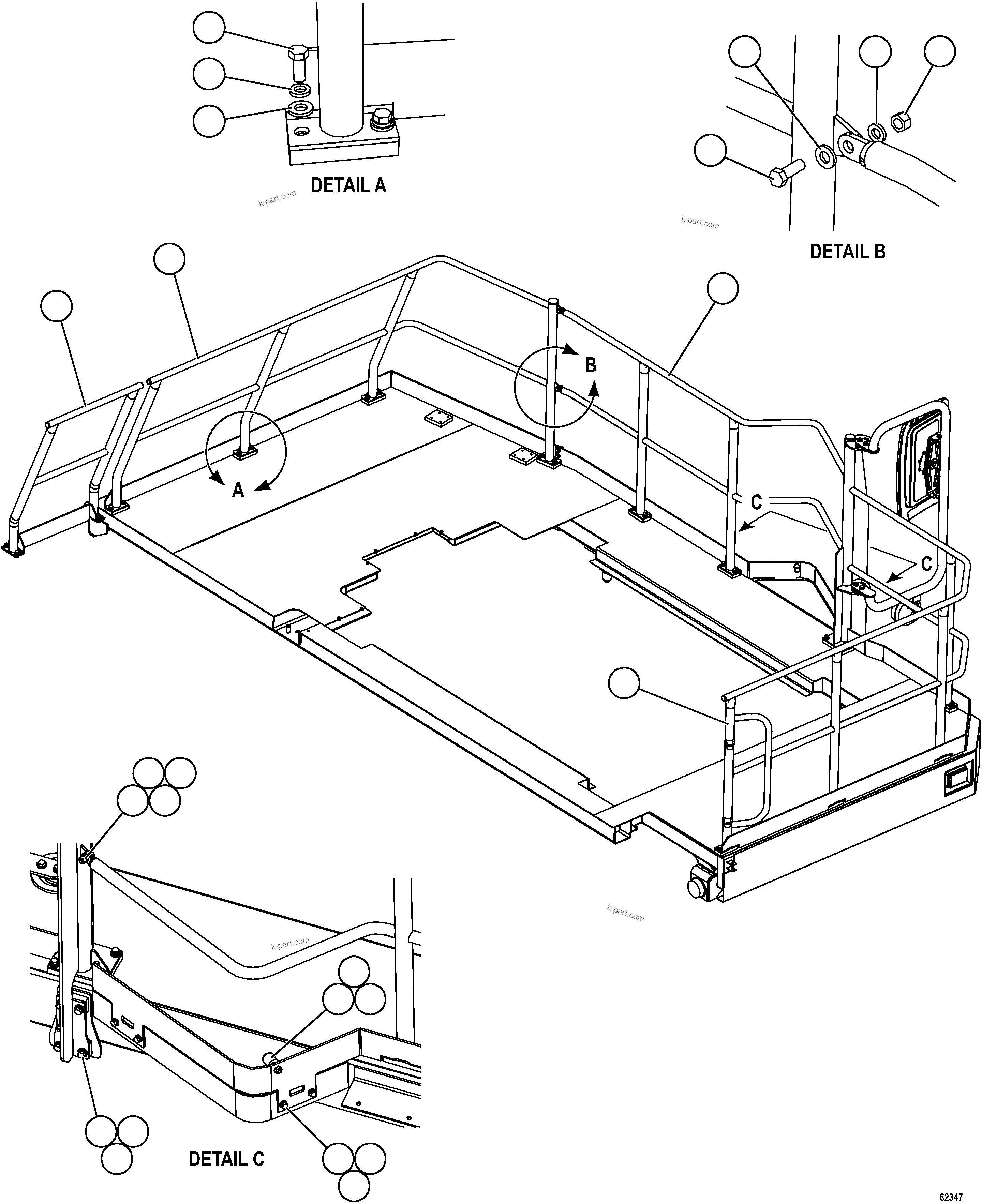 Komatsu parts book diagram for AFE59-FW 930E-4 S/N A31849 & A31860  CERREJON: LH DECK HANDRAILS