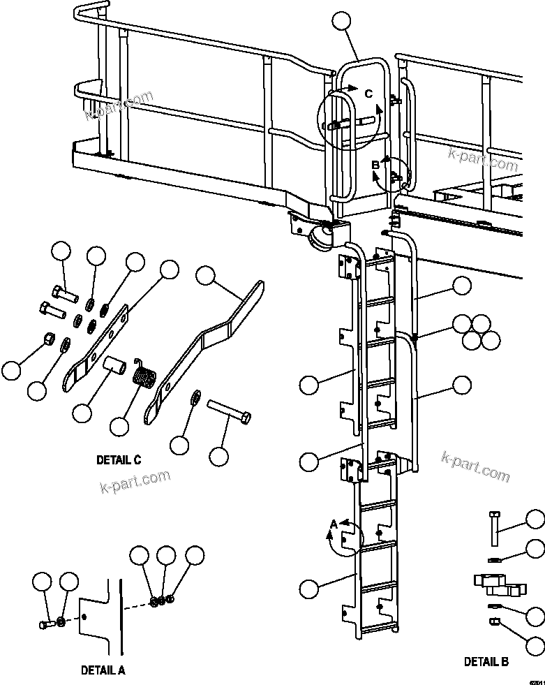 Komatsu parts book diagram for AFE59-FW 930E-4 S/N A31849 & A31860  CERREJON: LH GATE & LADDER