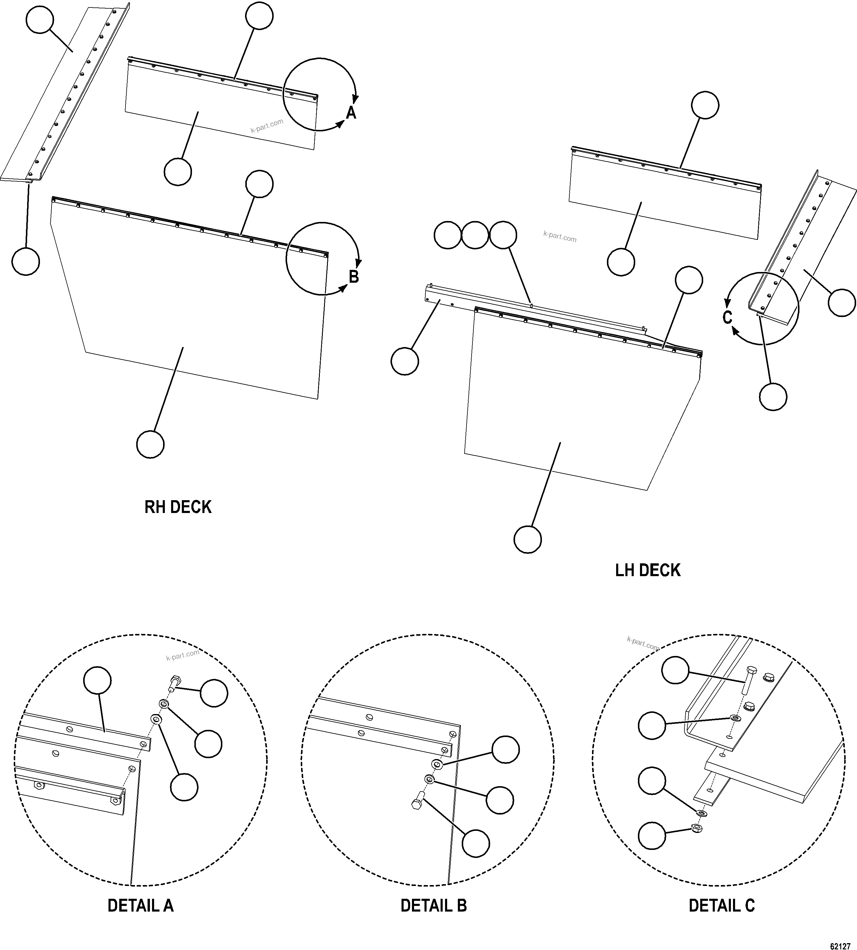 Komatsu parts book diagram for AFE59-FW 930E-4 S/N A31849 & A31860  CERREJON: DECK MUD FLAPS INSTALLATION