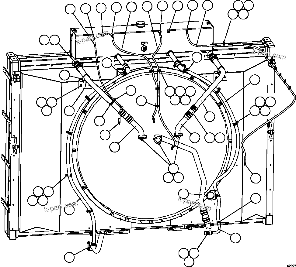 Komatsu parts book diagram for AFE59-FW 930E-4 S/N A31849 & A31860  CERREJON: RADIATOR PIPING   1/3