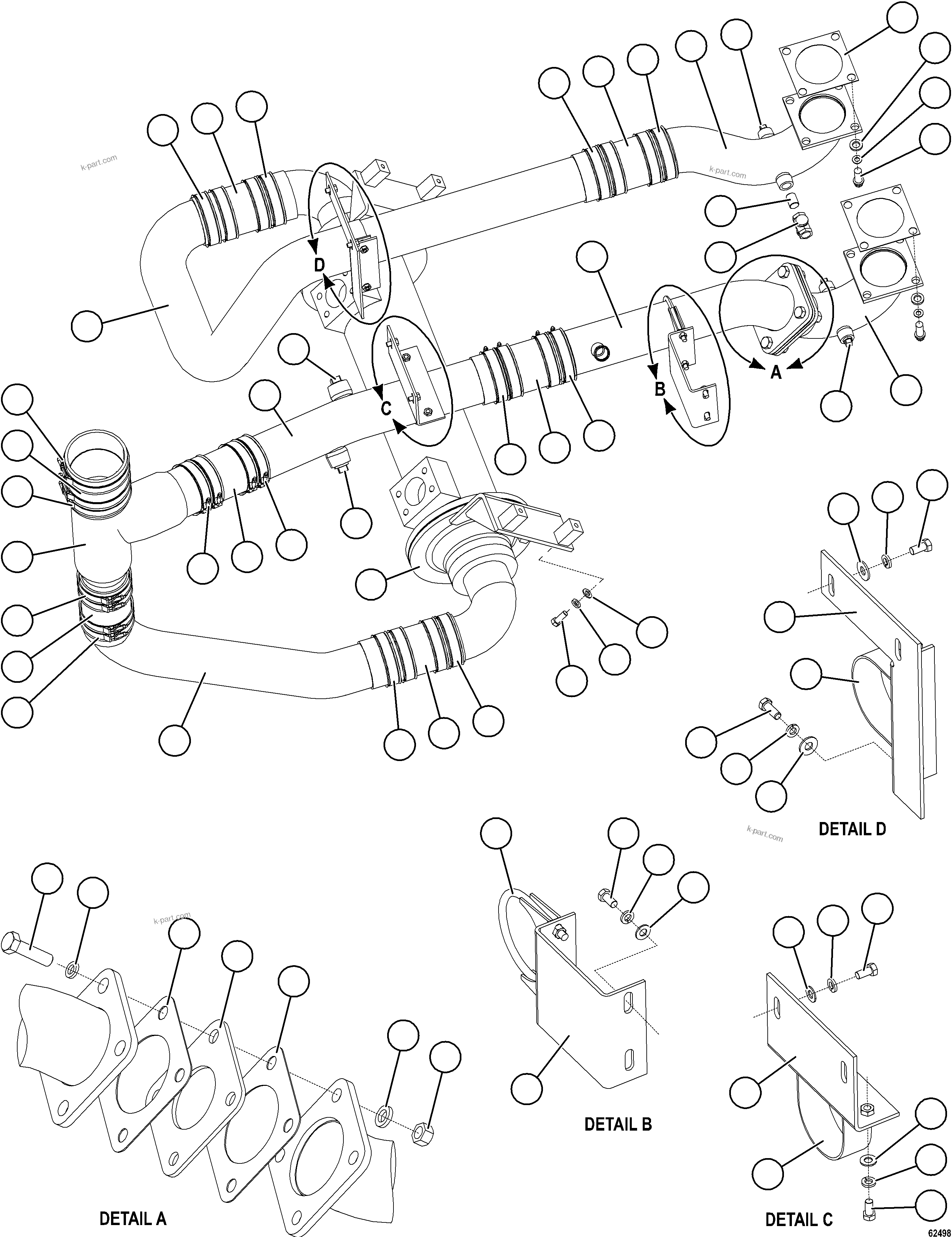 Komatsu parts book diagram for AFE59-FW 930E-4 S/N A31849 & A31860  CERREJON: RADIATOR PIPING    3/3