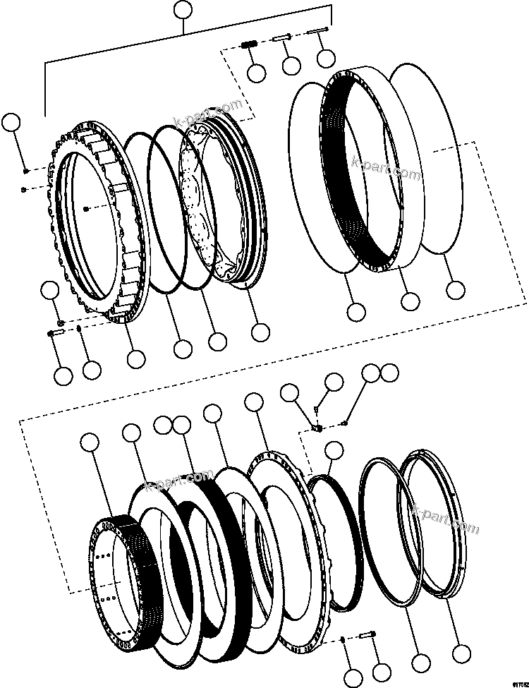 Komatsu parts book diagram for AFE59-FW 930E-4 S/N A31849 & A31860  CERREJON: FRONT BRAKE ASSEMBLY      XB0822