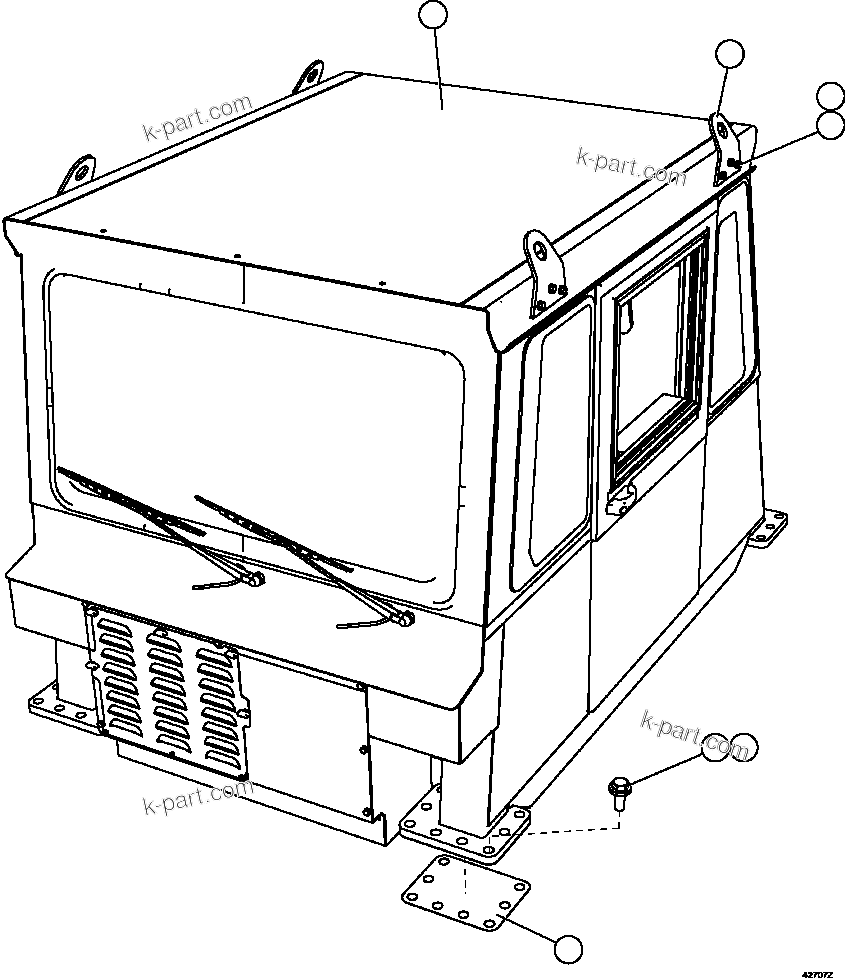 Komatsu parts book diagram for AFE59-FW 930E-4 S/N A31849 & A31860  CERREJON: CAB MOUNTING