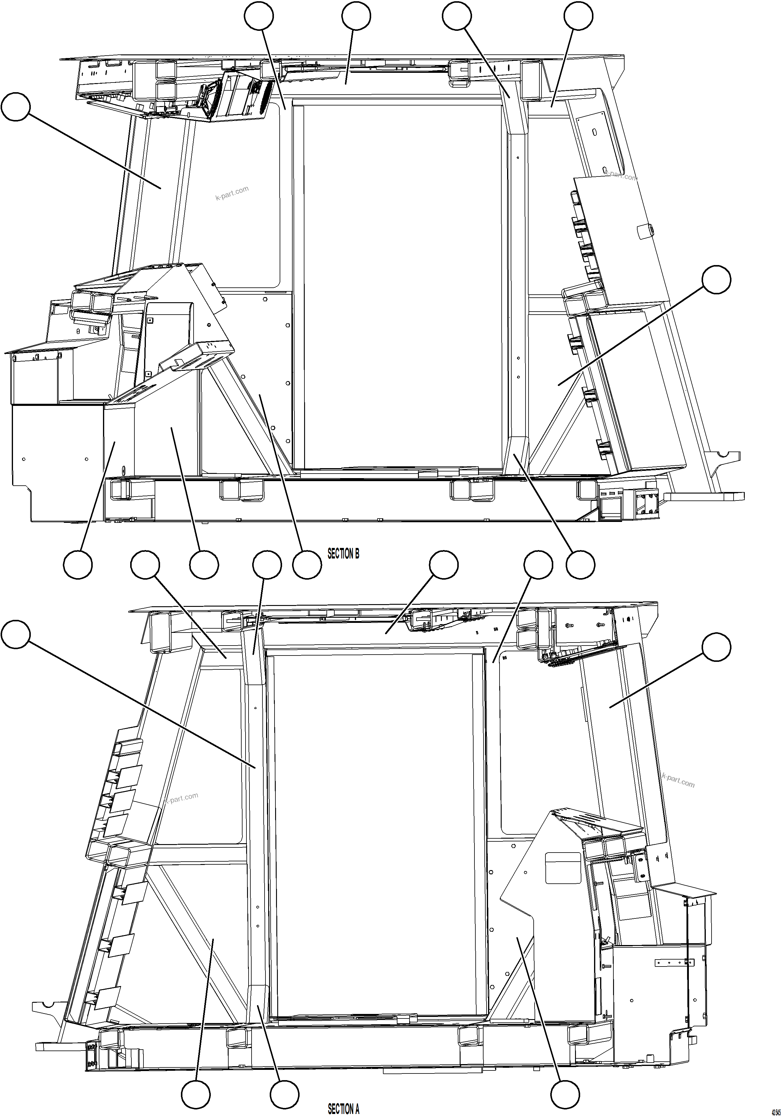 Komatsu parts book diagram for AFE59-FW 930E-4 S/N A31849 & A31860  CERREJON: CAB CARPET   2/2
