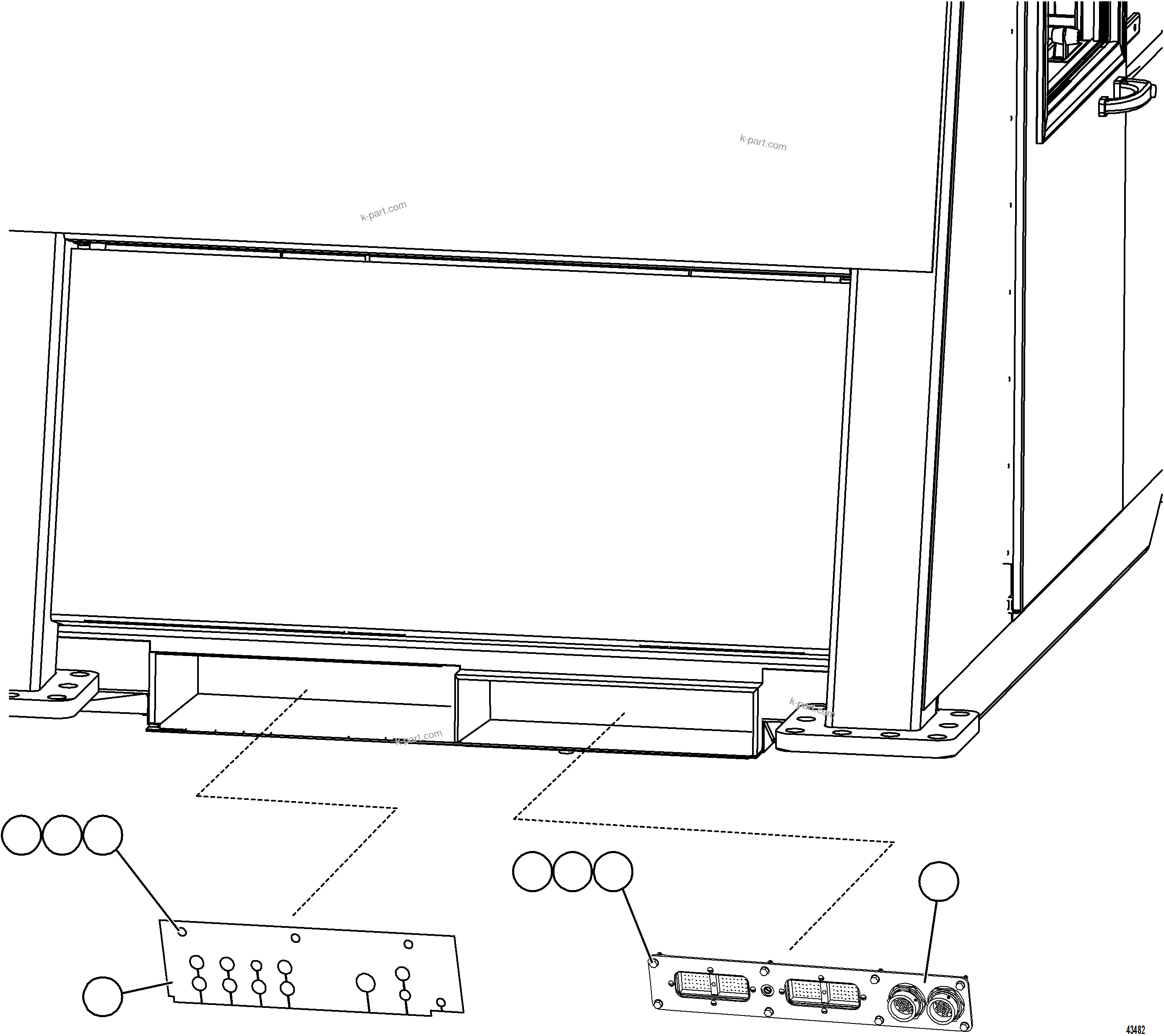 Komatsu parts book diagram for AFE59-FW 930E-4 S/N A31849 & A31860  CERREJON: CAB CONNECTOR PLATE AND HOSE FLAP