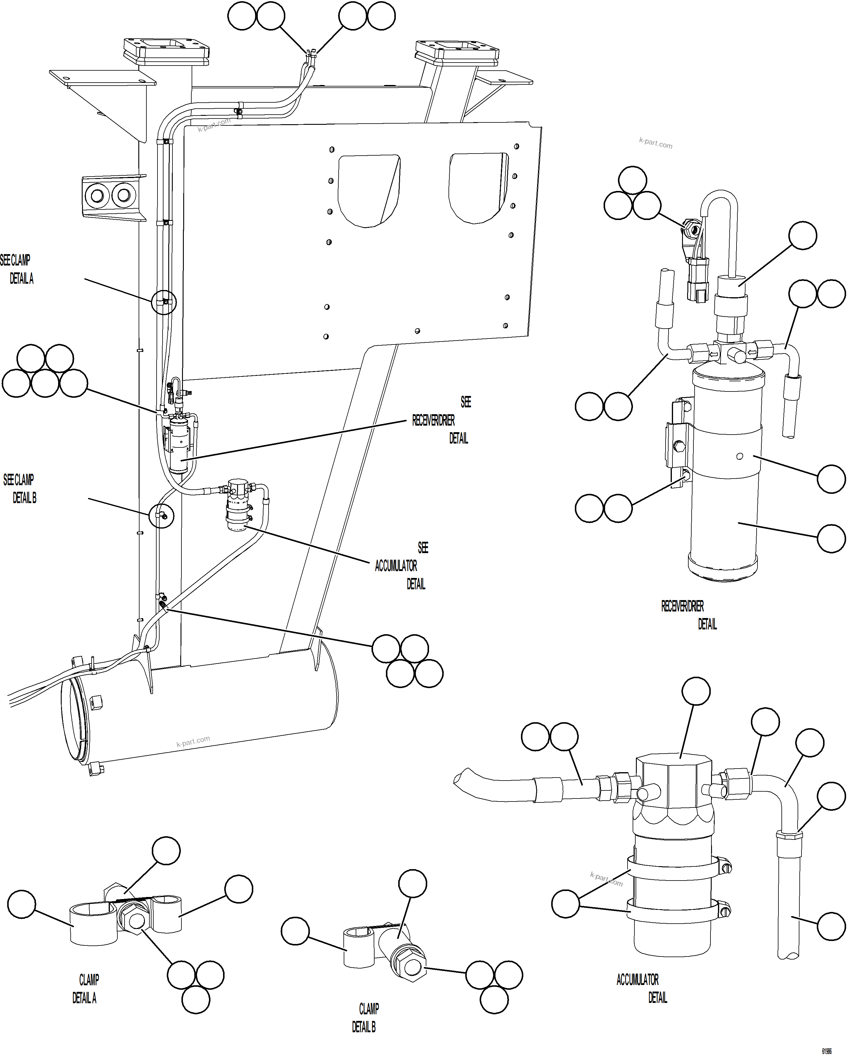 Komatsu parts book diagram for AFE59-FW 930E-4 S/N A31849 & A31860  CERREJON: AIR CONDITIONING PIPING