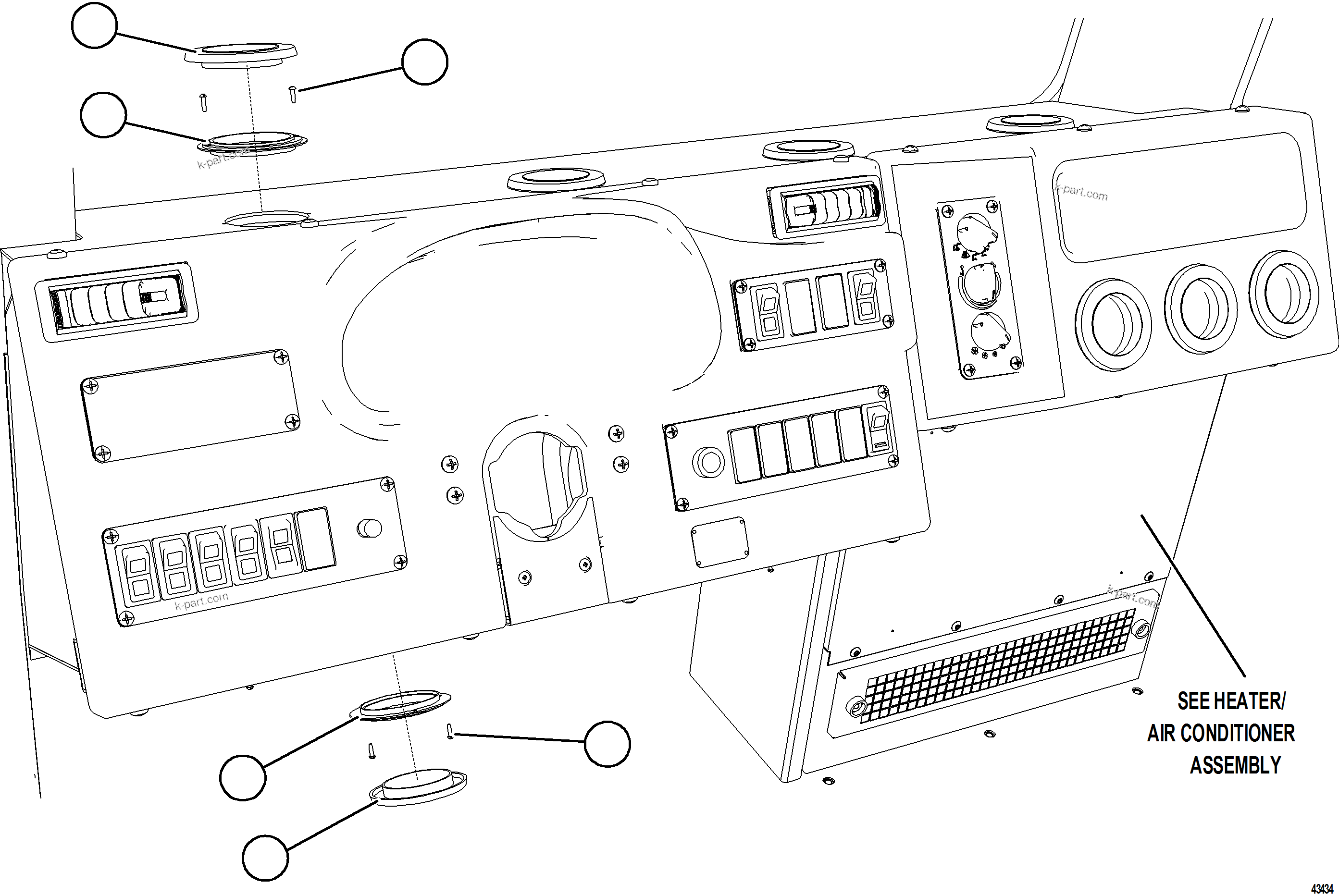 Komatsu parts book diagram for AFE59-FW 930E-4 S/N A31849 & A31860  CERREJON: HVAC VENTS