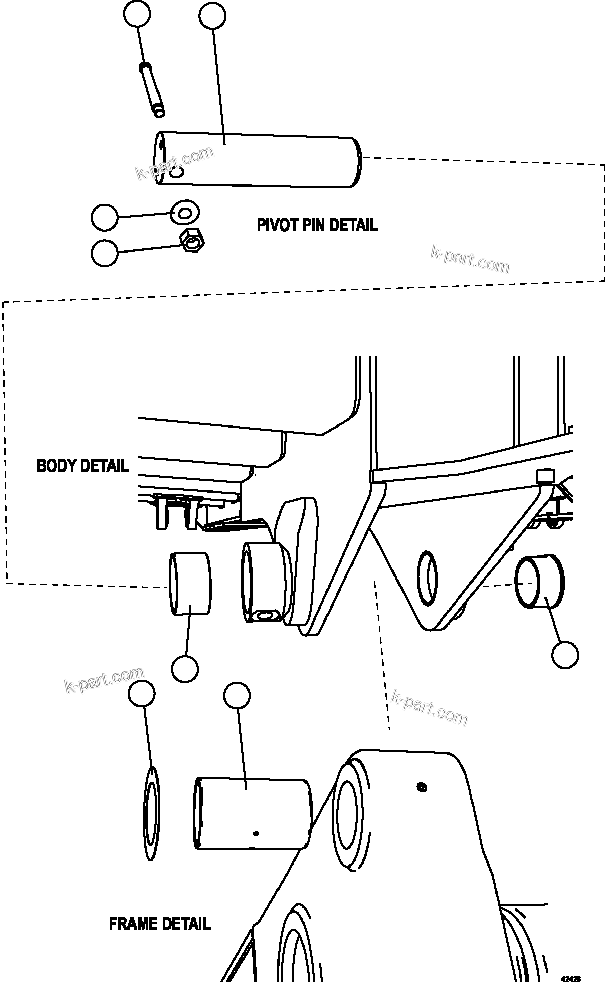Komatsu parts book diagram for AFE59-FW 930E-4 S/N A31849 & A31860  CERREJON: BODY PIVOT