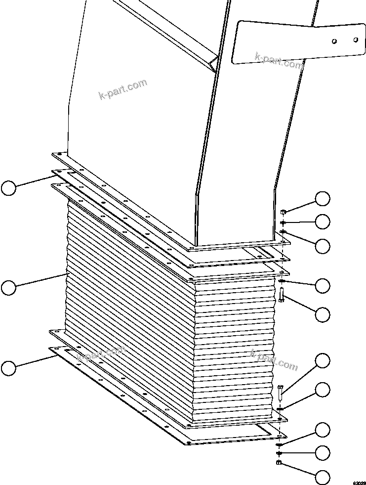Komatsu parts book diagram for AFE59-FW 930E-4 S/N A31849 & A31860  CERREJON: BLOWER INLET DUCT TRANSITION INSTALLATION