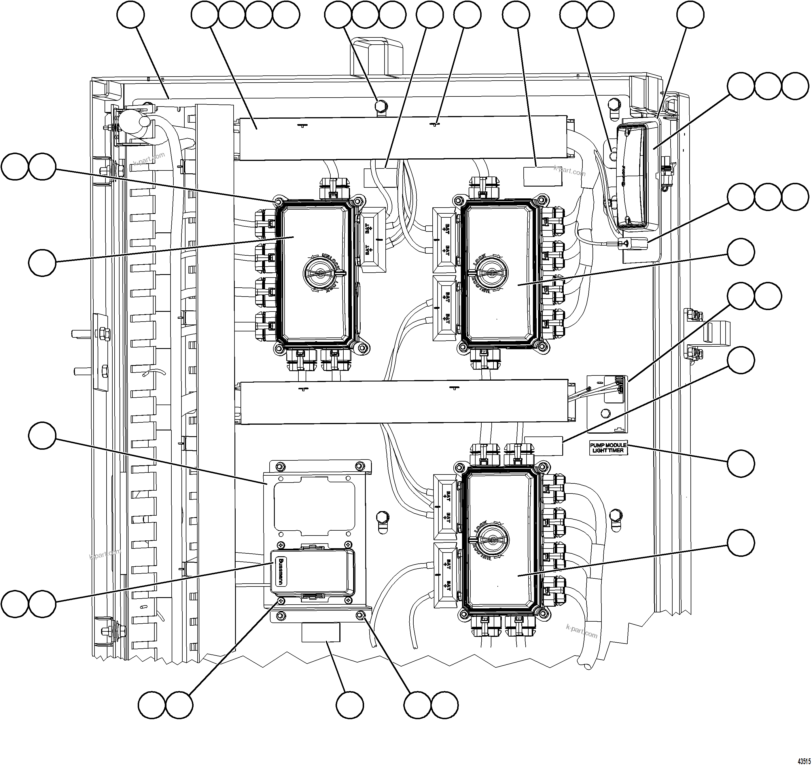 Komatsu parts book diagram for AFE59-FW 930E-4 S/N A31849 & A31860  CERREJON: AUXILIARY CONTROL CABINET COMPONENTS - RH WALL 1/2