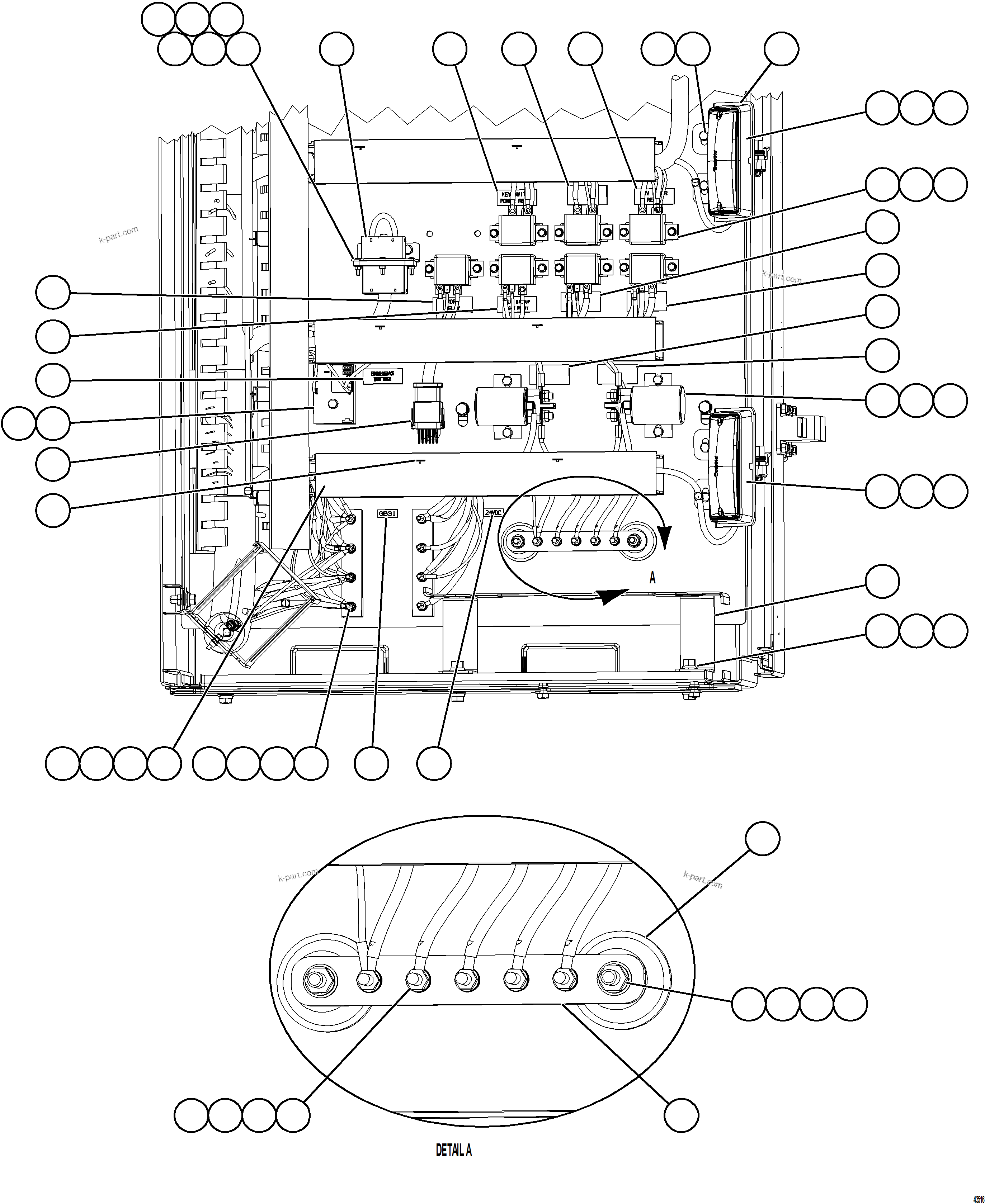Komatsu parts book diagram for AFE59-FW 930E-4 S/N A31849 & A31860  CERREJON: AUXILIARY CONTROL CABINET COMPONENTS - RH WALL 2/2