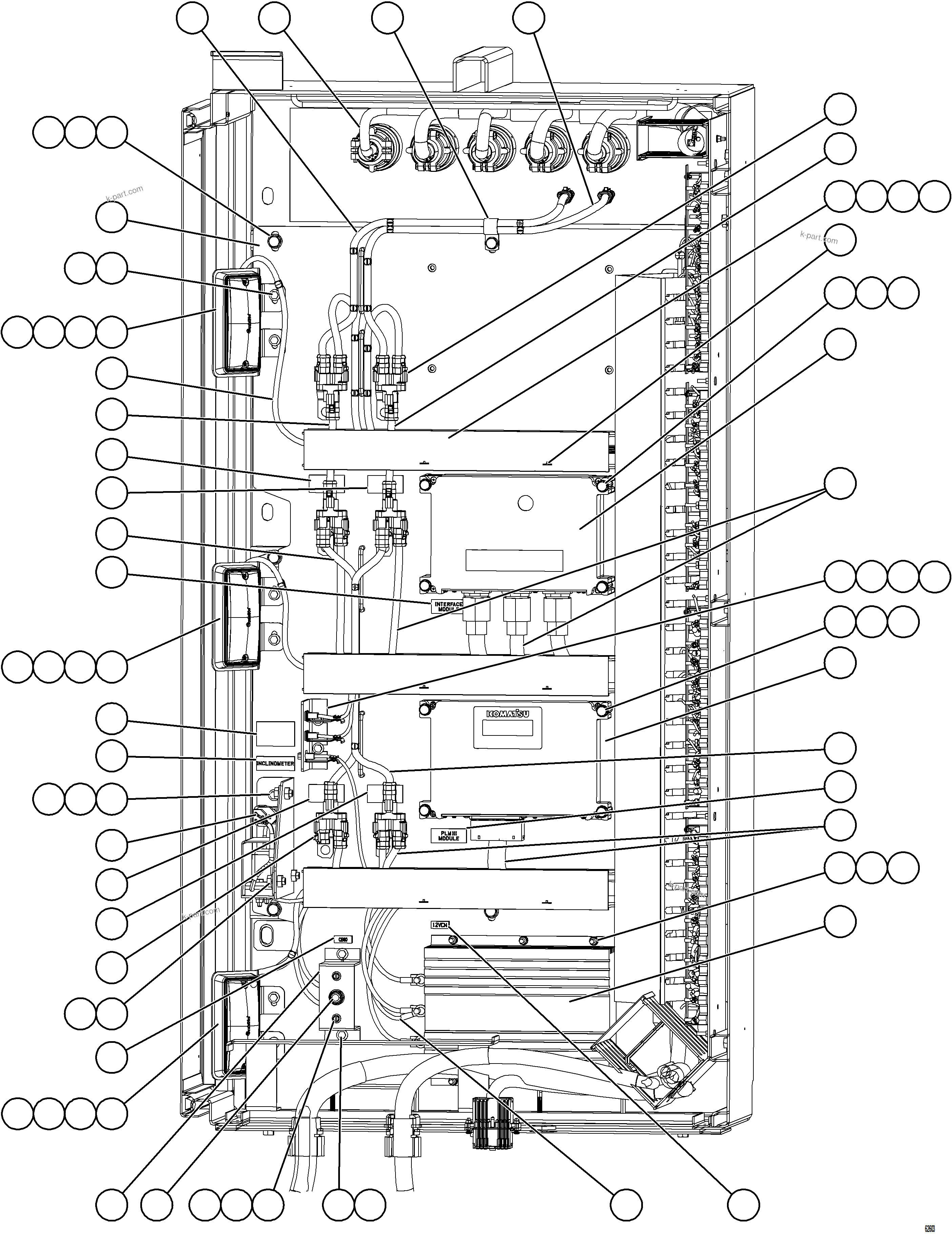 Komatsu parts book diagram for AFE59-FW 930E-4 S/N A31849 & A31860  CERREJON: AUXILIARY CONTROL CABINET COMPONENTS - LH WALL