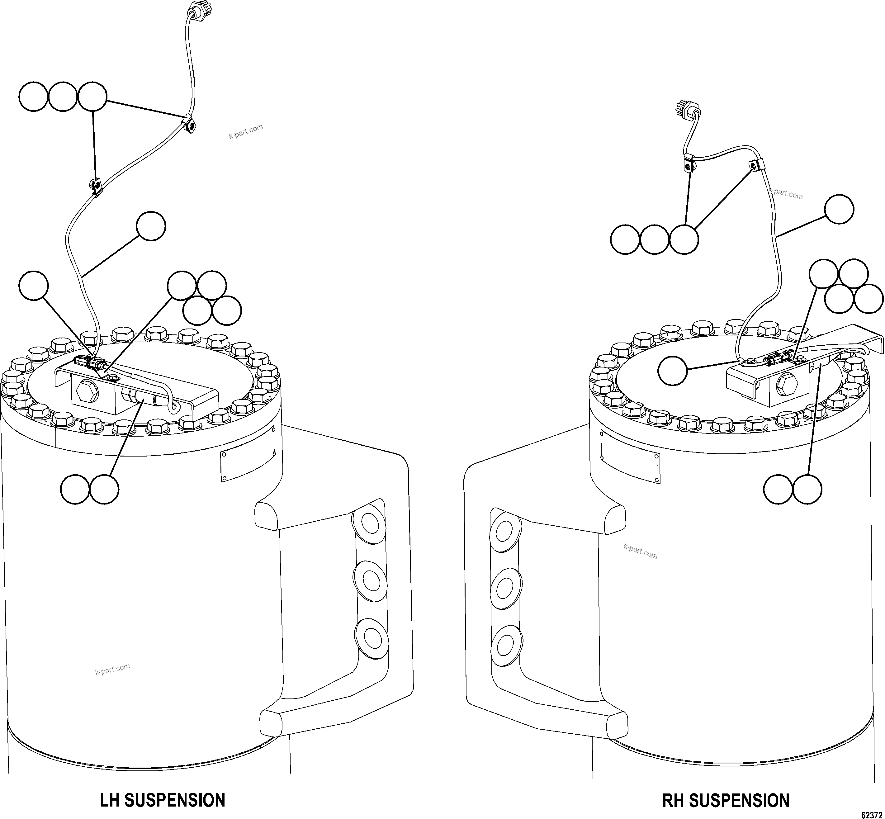 Komatsu parts book diagram for AFE59-FW 930E-4 S/N A31849 & A31860  CERREJON: PLM SENSOR - FRONT SUSPENSIONS
