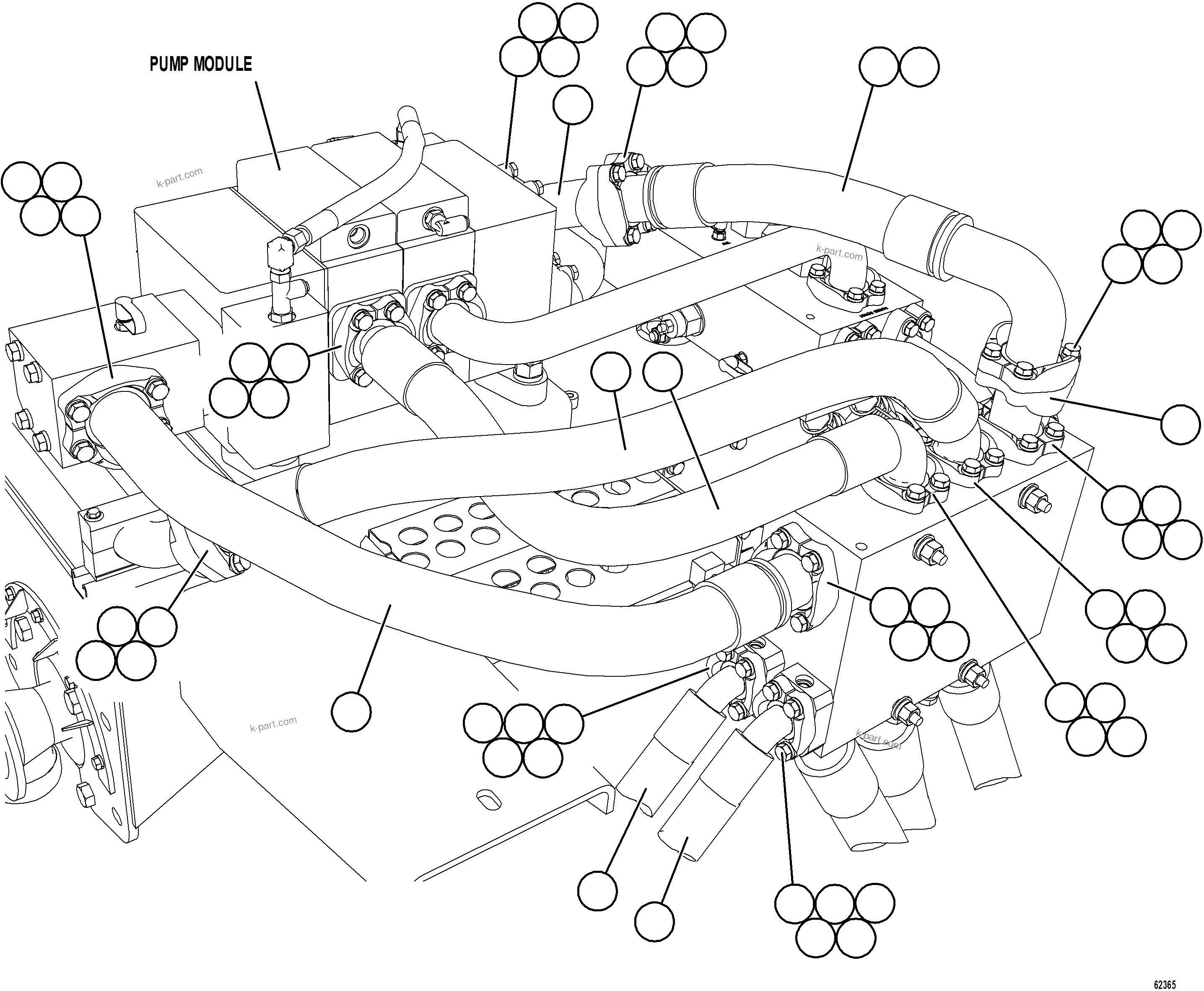Komatsu parts book diagram for AFE59-FW 930E-4 S/N A31849 & A31860  CERREJON: PUMP MODULE - BRAKE COOLING & HOIST    1/2