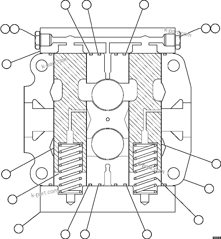 Komatsu parts book diagram for AFE59-FW 930E-4 S/N A31849 & A31860  CERREJON: SPOOL SECTION ASSEMBLY - TANK     BF3050