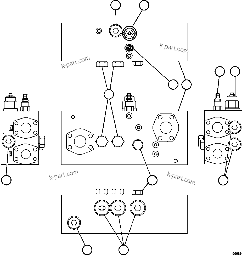 Komatsu parts book diagram for AFE59-FW 930E-4 S/N A31849 & A31860  CERREJON: OVERCENTER MANIFOLD VALVE ASSM       PC0522