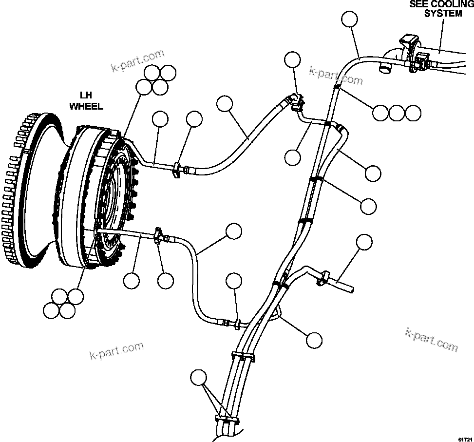 Komatsu parts book diagram for AFE59-FW 930E-4 S/N A31849 & A31860  CERREJON: BRAKE COOLING PIPING    3/3
