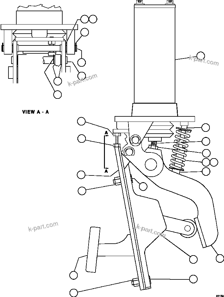 Komatsu parts book diagram for AFE59-FW 930E-4 S/N A31849 & A31860  CERREJON: RETARD/BRAKE VALVE ASSEMBLY     58F-61-00000