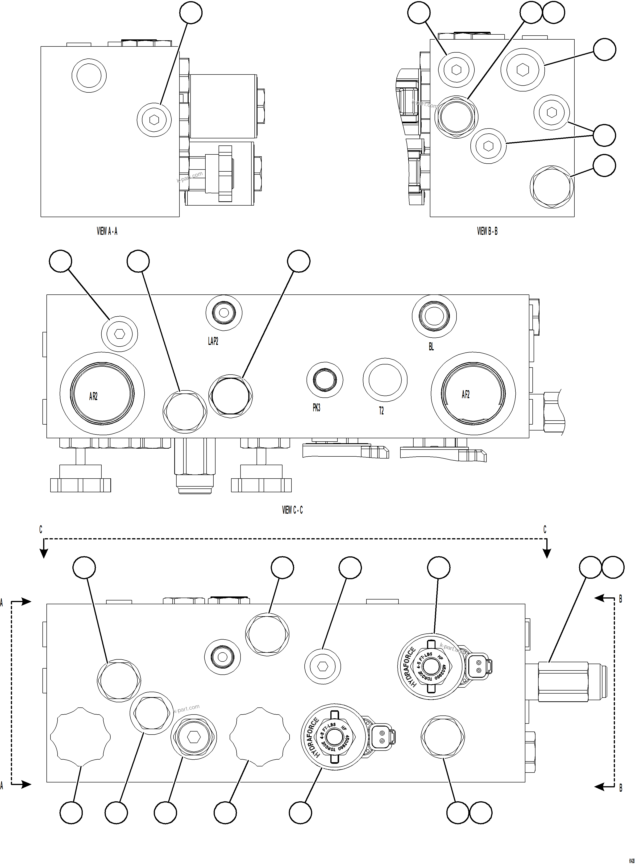 Komatsu parts book diagram for AFE59-FW 930E-4 S/N A31849 & A31860  CERREJON: BRAKE MANIFOLD         PC2513