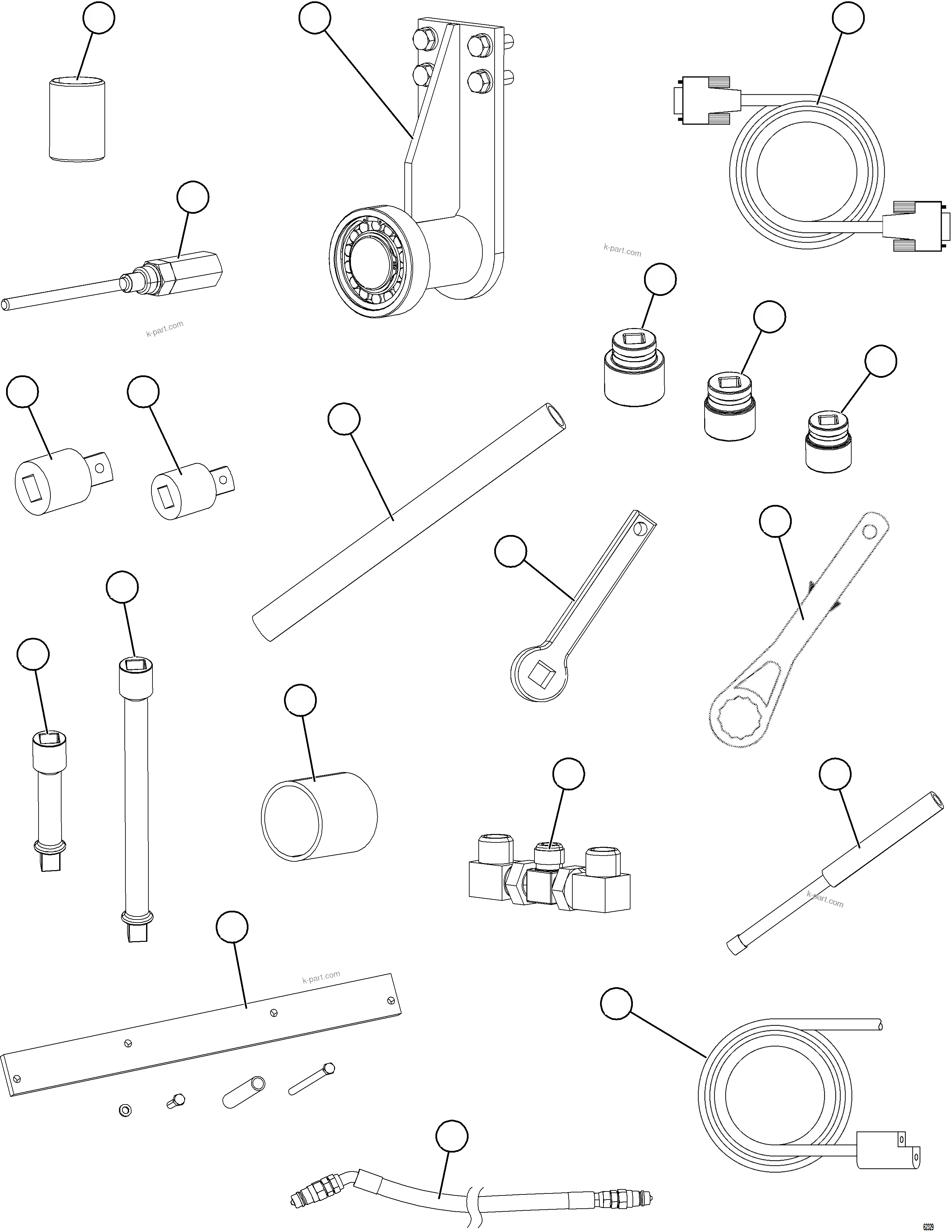 Komatsu parts book diagram for AFE59-FW 930E-4 S/N A31849 & A31860  CERREJON: TOOL GROUP   1/2    58F-98-00000