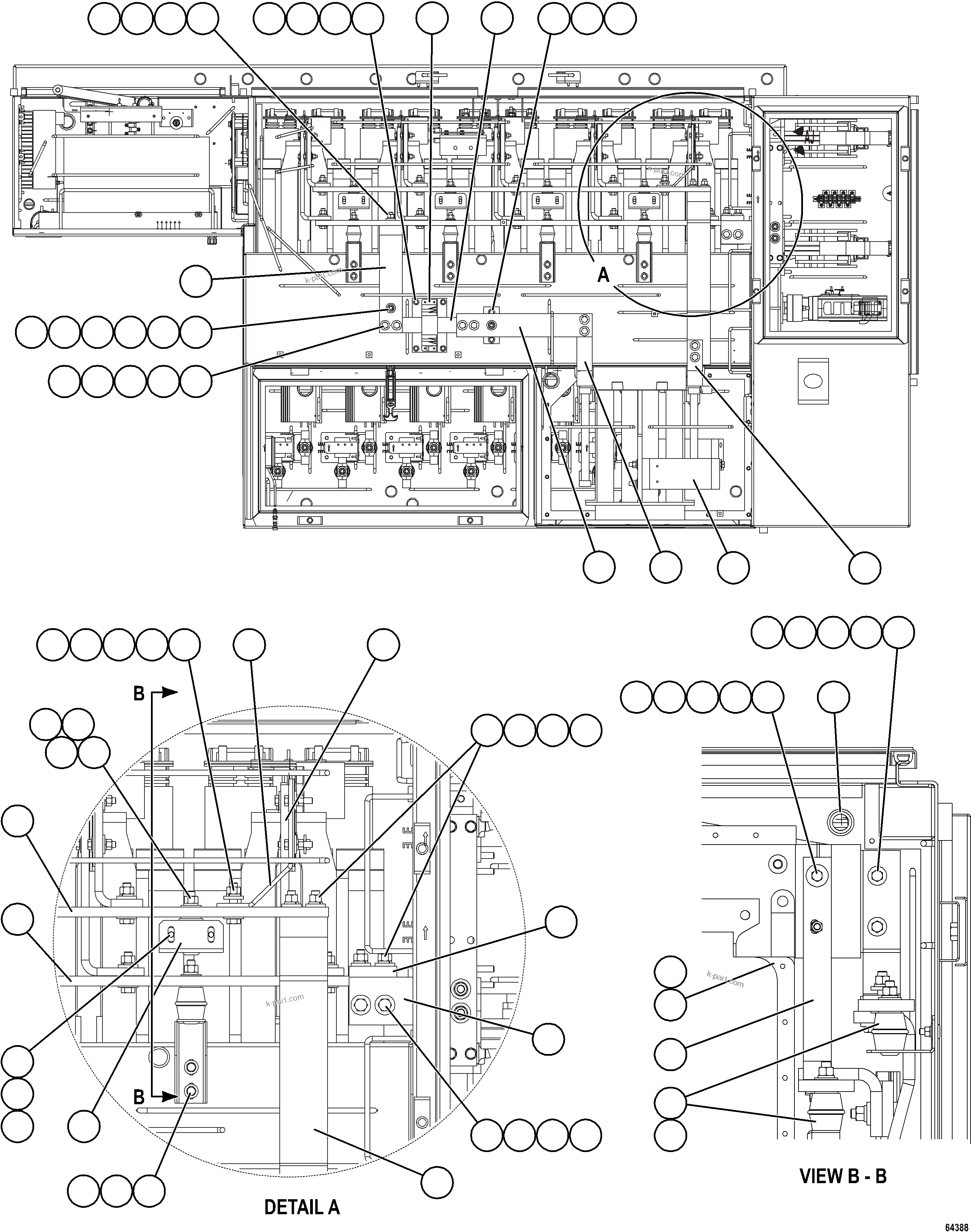 Komatsu parts book diagram for AFE59-FW 930E-4 S/N A31849 & A31860  CERREJON: CONTROL CABINET - TOP VIEW    1/2    58F-43-00040