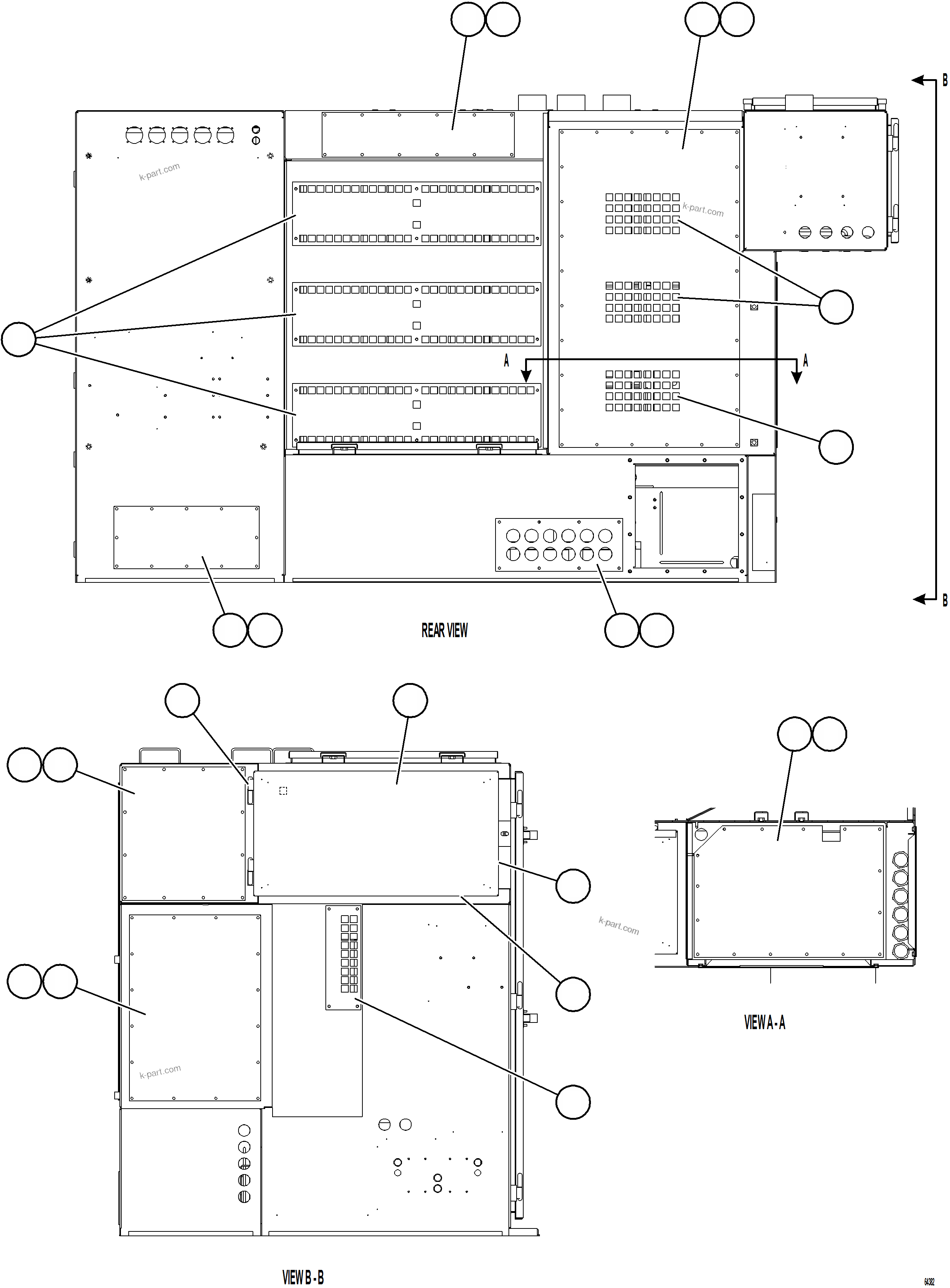 Komatsu parts book diagram for AFE59-FW 930E-4 S/N A31849 & A31860  CERREJON: CONTROL CABINET - DOORS & COVERS 2/2  58B-43-00191