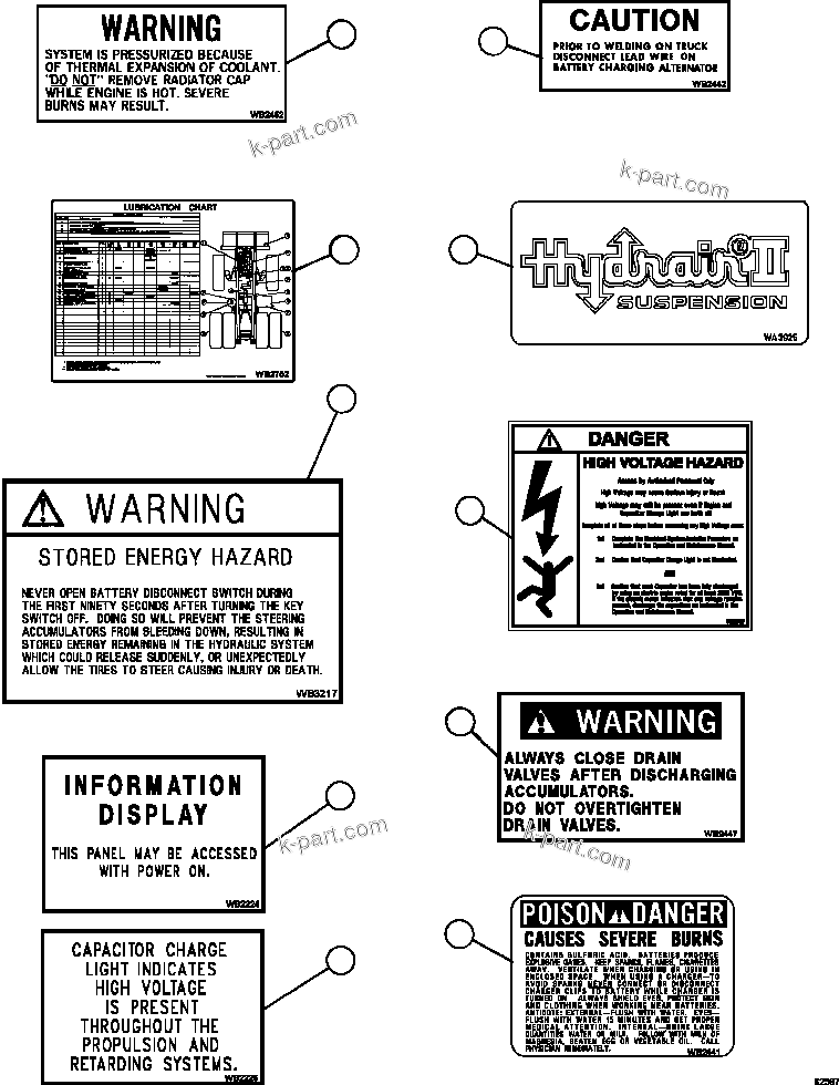 Komatsu parts book diagram for AFE59-FY 930E-4 S/N A31856 - A31859  JWANENG: DECALS & WARNINGS    2/5