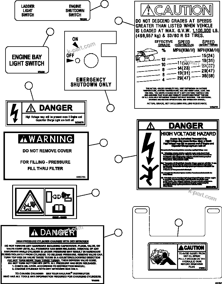 Komatsu parts book diagram for AFE59-FY 930E-4 S/N A31856 - A31859  JWANENG: DECALS & WARNINGS    4/5