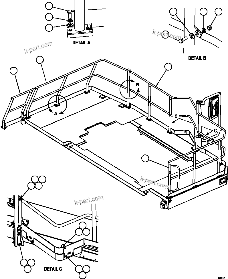 Komatsu parts book diagram for AFE59-FY 930E-4 S/N A31856 - A31859  JWANENG: LH DECK HANDRAILS