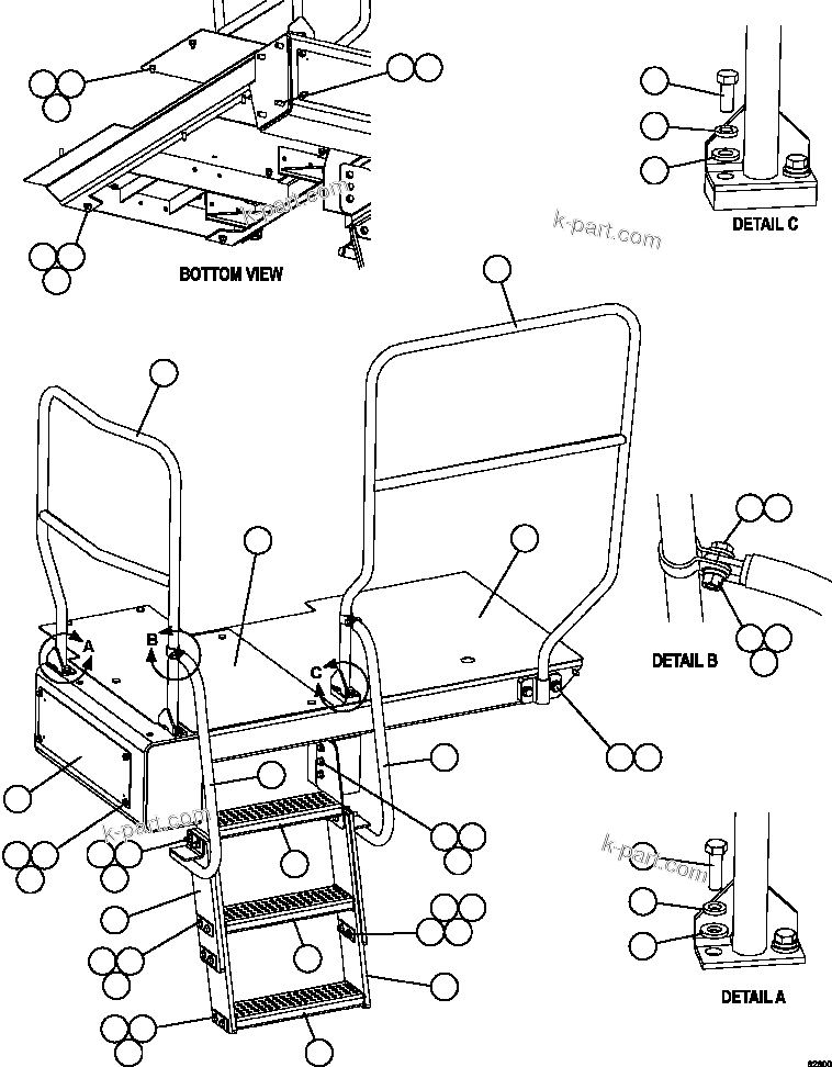 Komatsu parts book diagram for AFE59-FY 930E-4 S/N A31856 - A31859  JWANENG: LH STEPS & PLATFORM