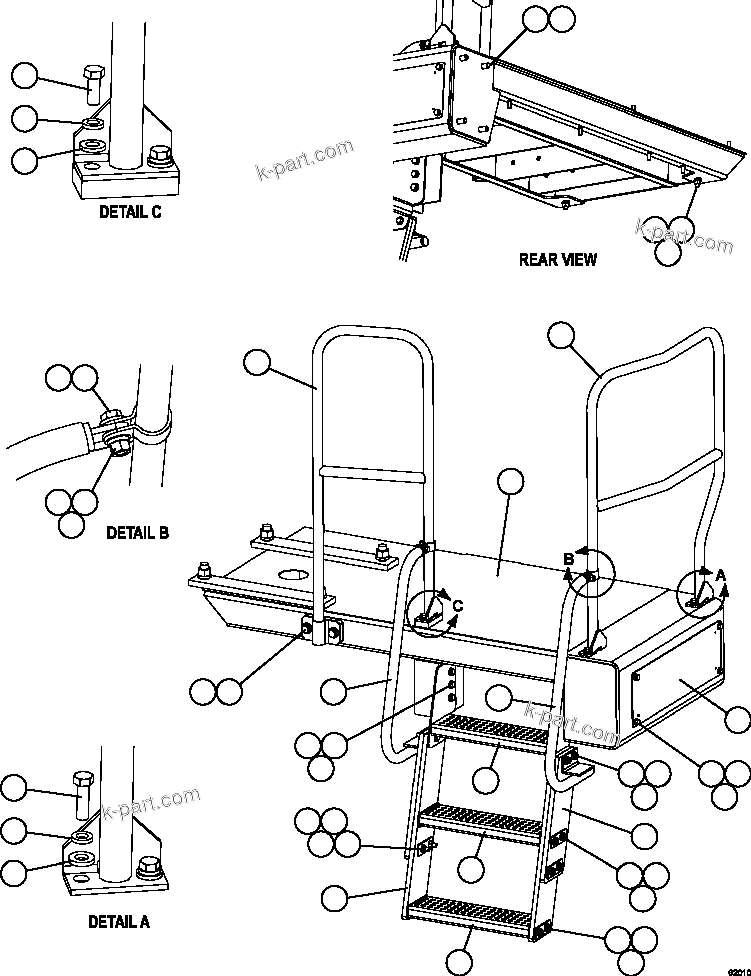 Komatsu parts book diagram for AFE59-FY 930E-4 S/N A31856 - A31859  JWANENG: RH STEPS & PLATFORM