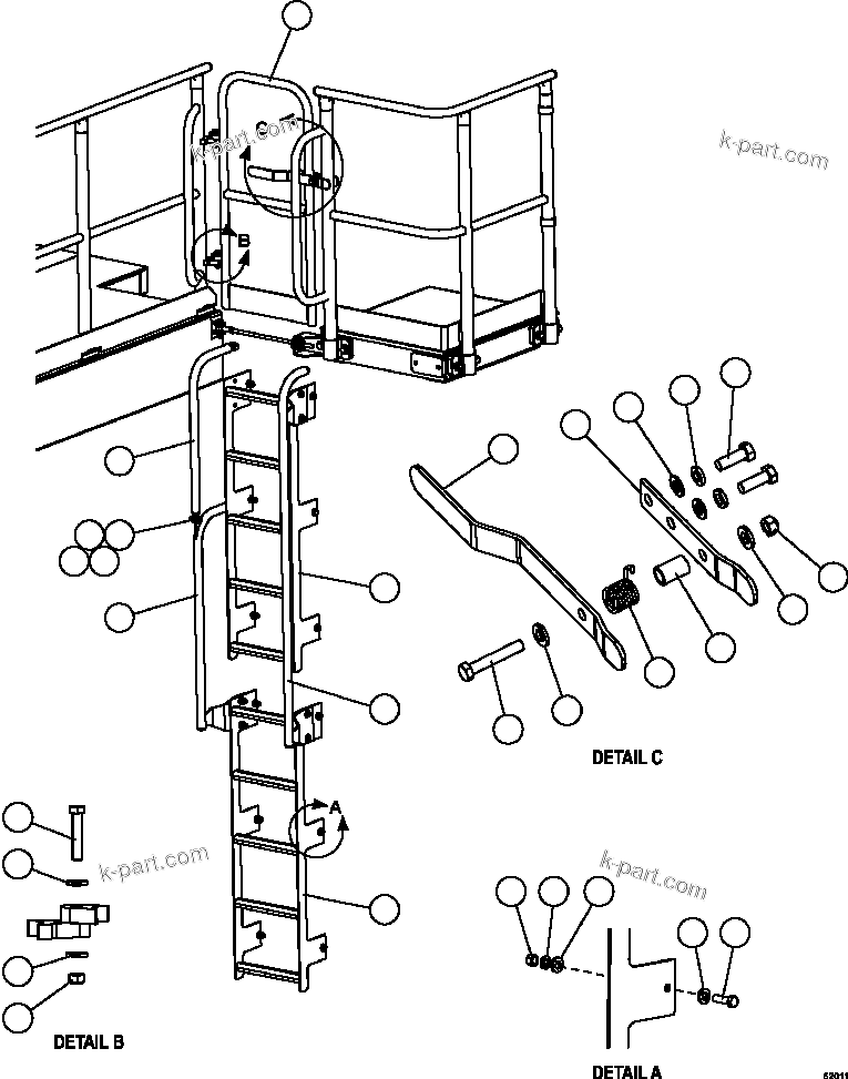 Komatsu parts book diagram for AFE59-FY 930E-4 S/N A31856 - A31859  JWANENG: RH GATE & LADDER