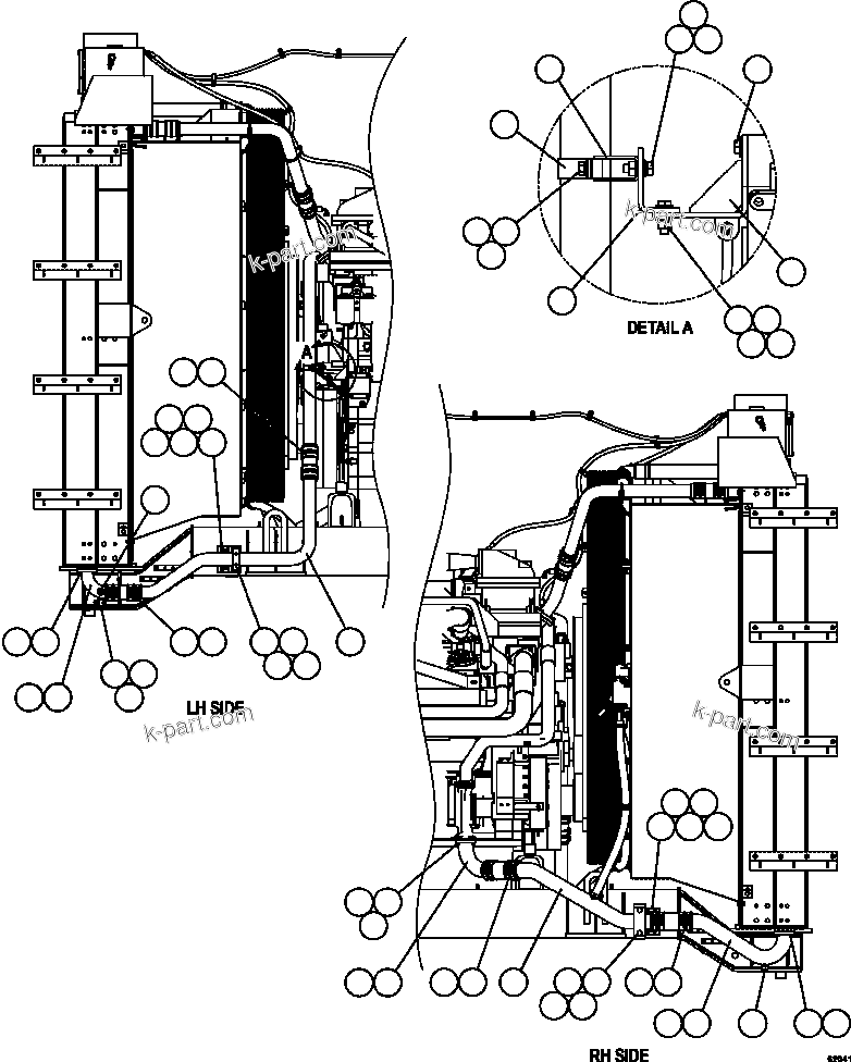 Komatsu parts book diagram for AFE59-FY 930E-4 S/N A31856 - A31859  JWANENG: RADIATOR PIPING    3/4