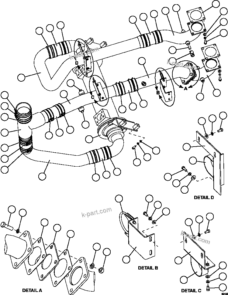 Komatsu parts book diagram for AFE59-FY 930E-4 S/N A31856 - A31859  JWANENG: RADIATOR PIPING    4/4